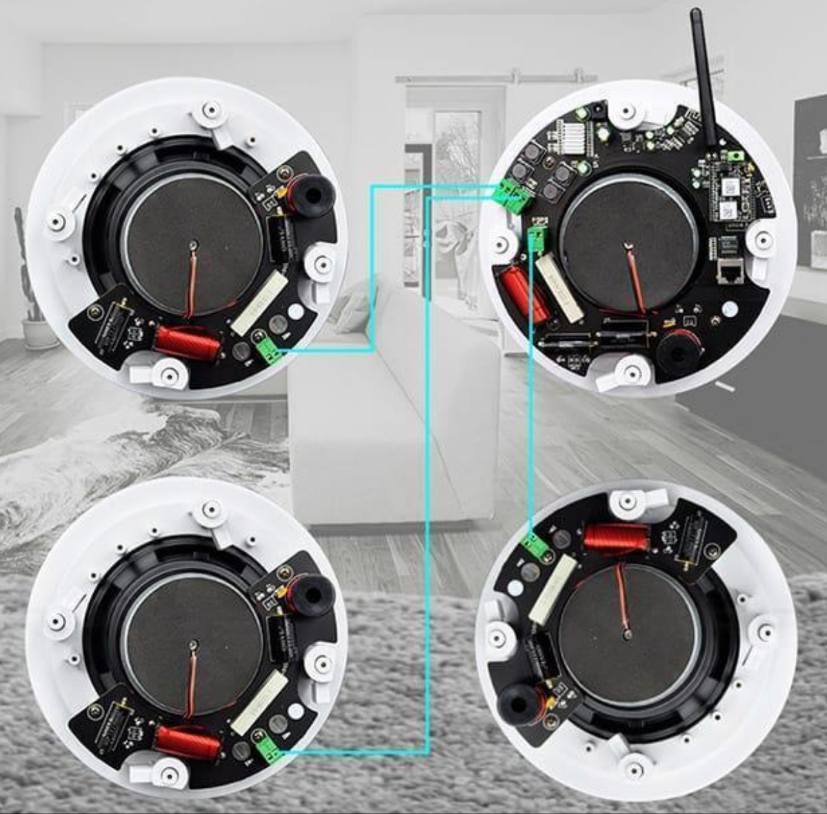 KIT 4 BOXE TAVAN WIFI/BLUETOOTH 6,5 INCH 30W*4