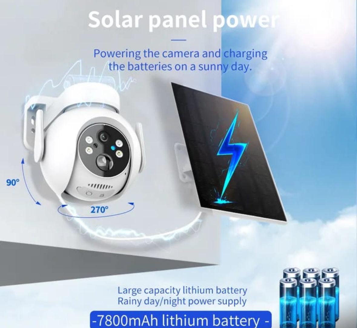 Cameră de Supraveghere Solară 4G, 3MP, cu Panou Solar 7.5W, Acumulator 7800mAh, Full-Color Noapte