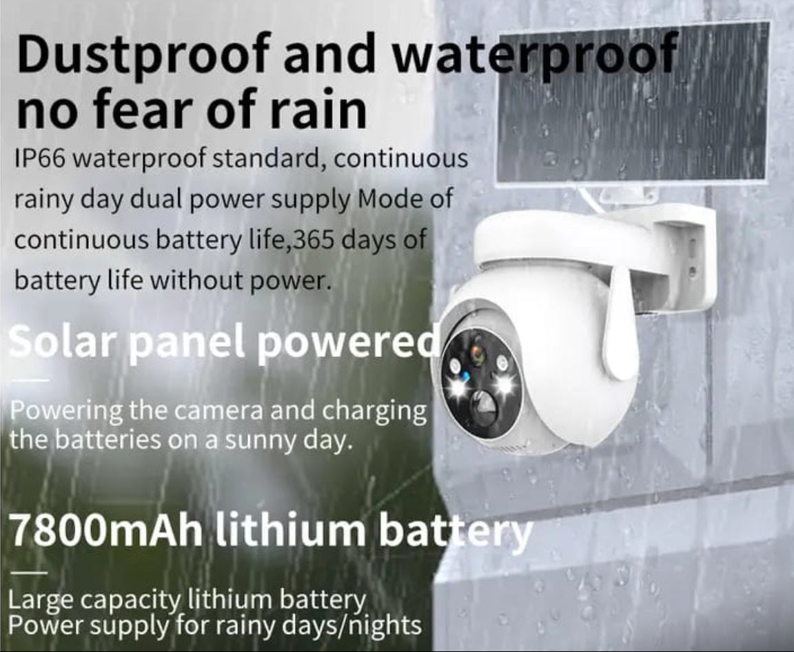 Cameră de Supraveghere Solară 4G, 3MP, cu Panou Solar 7.5W, Acumulator 7800mAh, Full-Color Noapte
