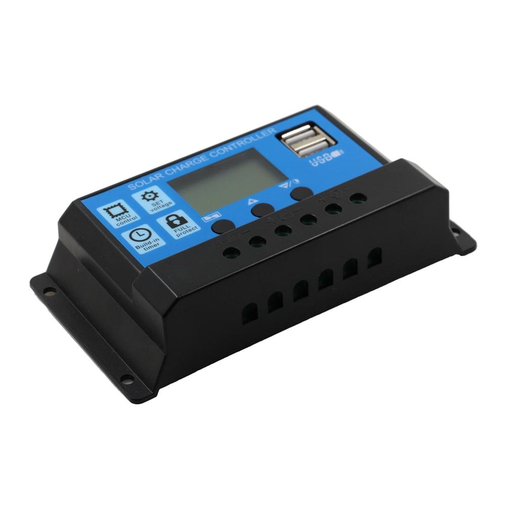 Controler 30A Regulator Solar PWM 12V 24V pentru Panou Fotovoltaic de maxim 720W(24V) cu 2 mufe USB