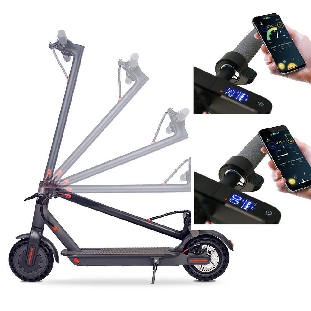 Trotineta electrica, display led, autonomie 30km,putere 350w, baterie 10,4 ah, viteza max 25km/h, pilot automat, aplicatie smartphone, roti 8,5 pline, frana disc spate, 3 trepte viteza