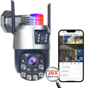 Cameră Supraveghere WiFi 6MP Panoramica – Zoom Optic 36x, AI Tracking, Full Color Noapte, IR 60-80m