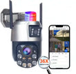 CAMERA VIDEO DUBLA 3+3MP DE EXTERIOR 36X PTZ ICSEE WIFI