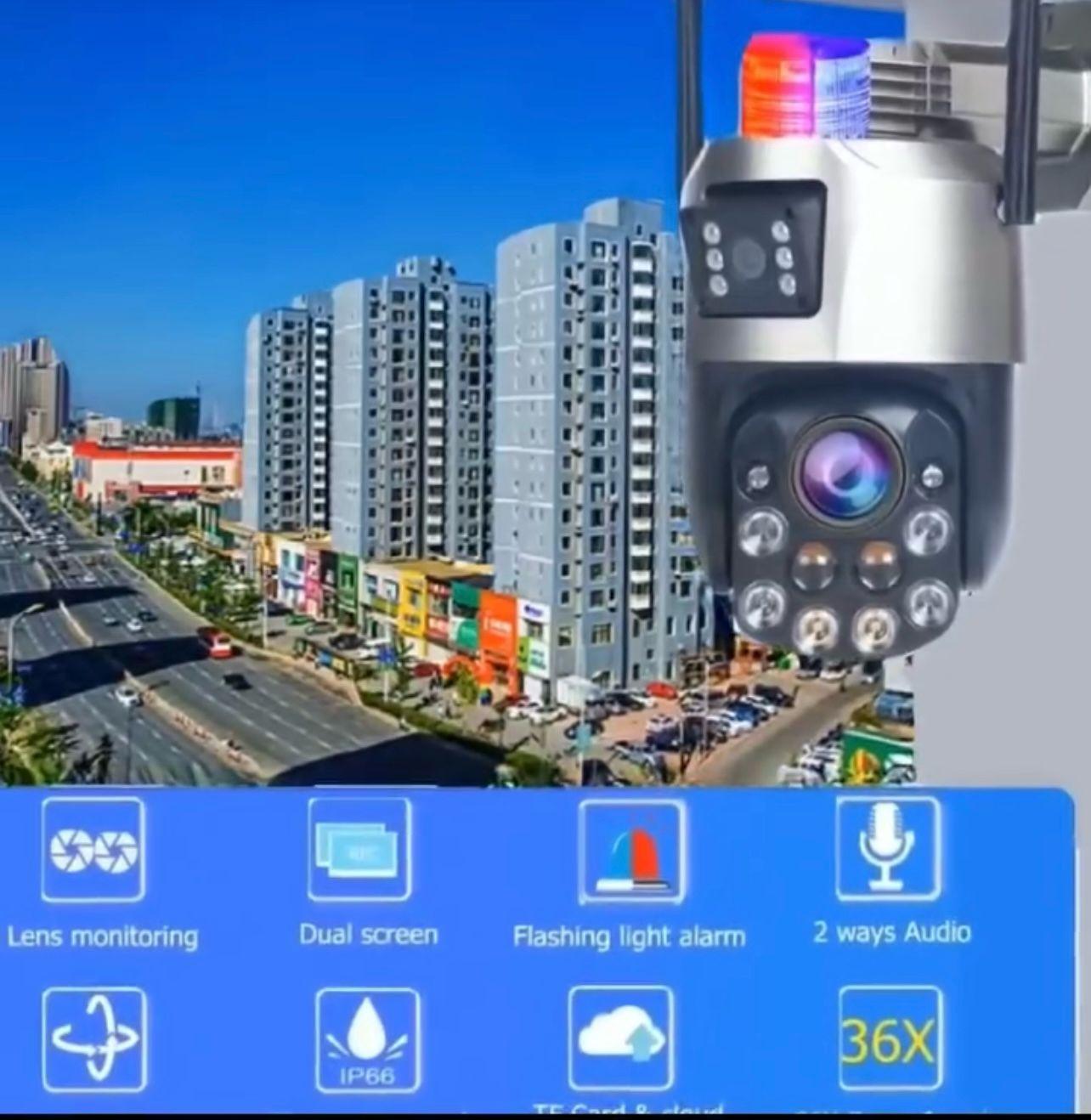 Cameră Supraveghere WiFi 6MP Panoramica – Zoom Optic 36x, AI Tracking, Full Color Noapte, IR 60-80m