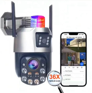 Cameră Supraveghere WiFi 6MP Panoramica – Zoom Optic 36x, AI Tracking, Full Color Noapte, IR 60-80m