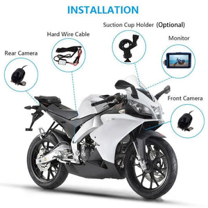 Kit 2 camere motocicleta cu display, telecomanda, model M2