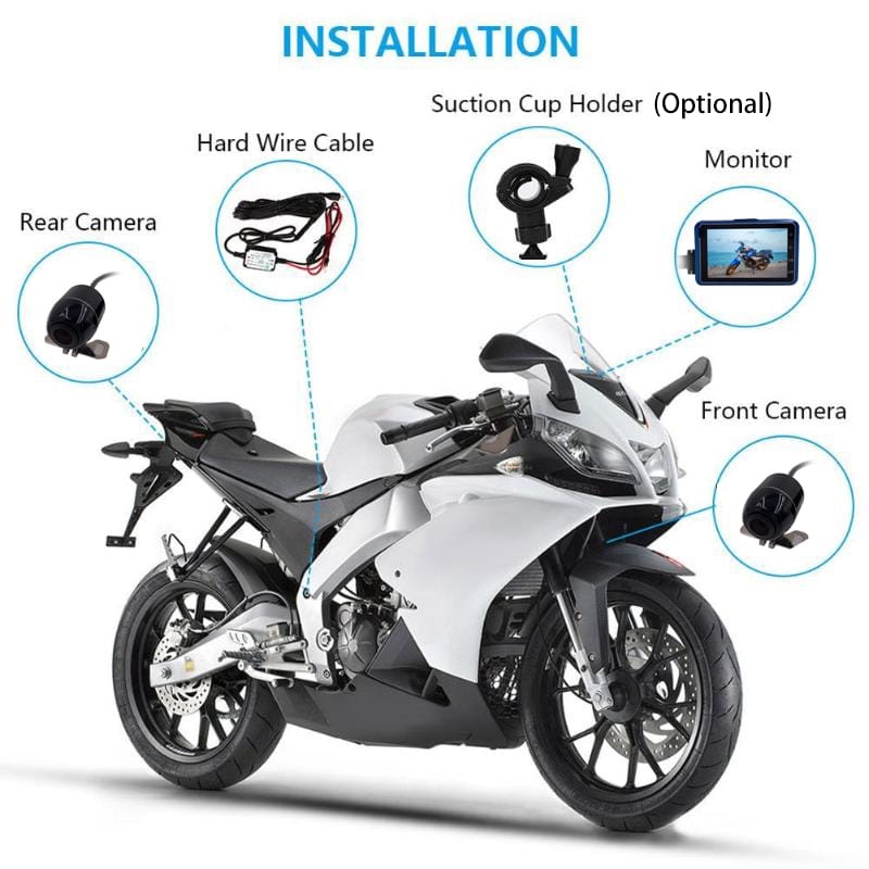 Kit 2 camere motocicleta cu display, telecomanda, model M2