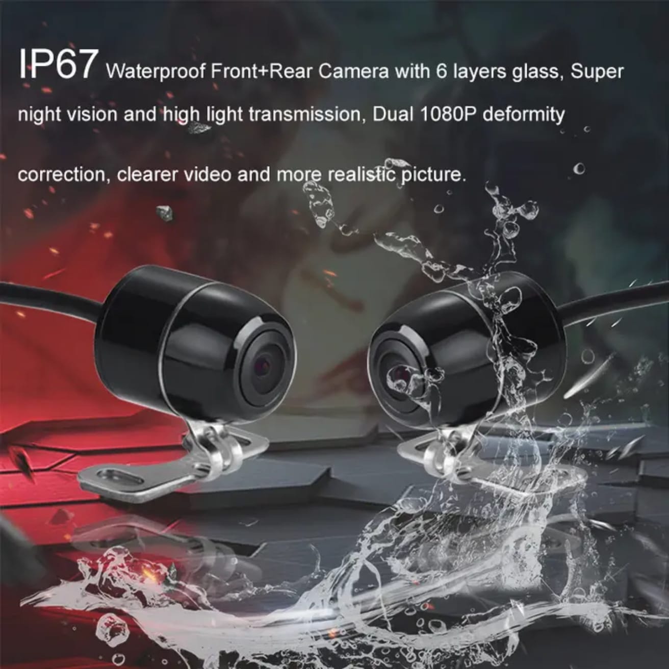 Kit 2 camere motocicleta cu display, telecomanda, model M2