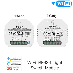Comutator/Releu inteligent WiFi + RF 433 cu doua aprinderi