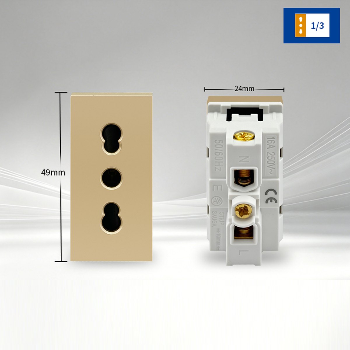 Modul priză italiană 16A 250V auriu – 1 modul, sistem SC78