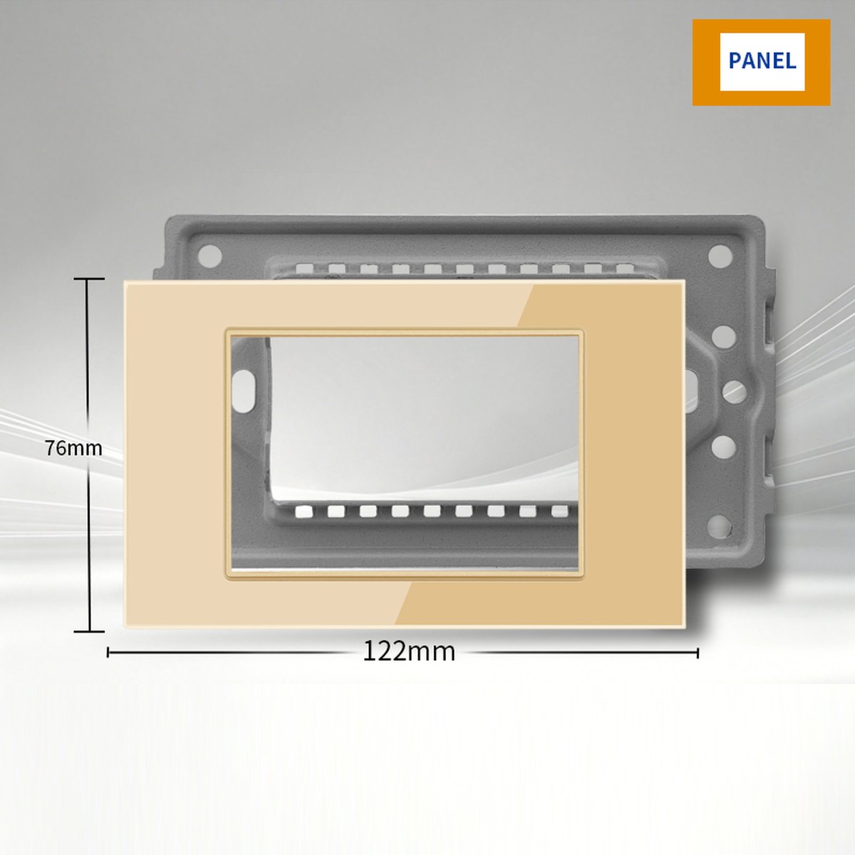 Ramă sticlă securizată aurie 3 module – 120 × 76 mm, seria SC78