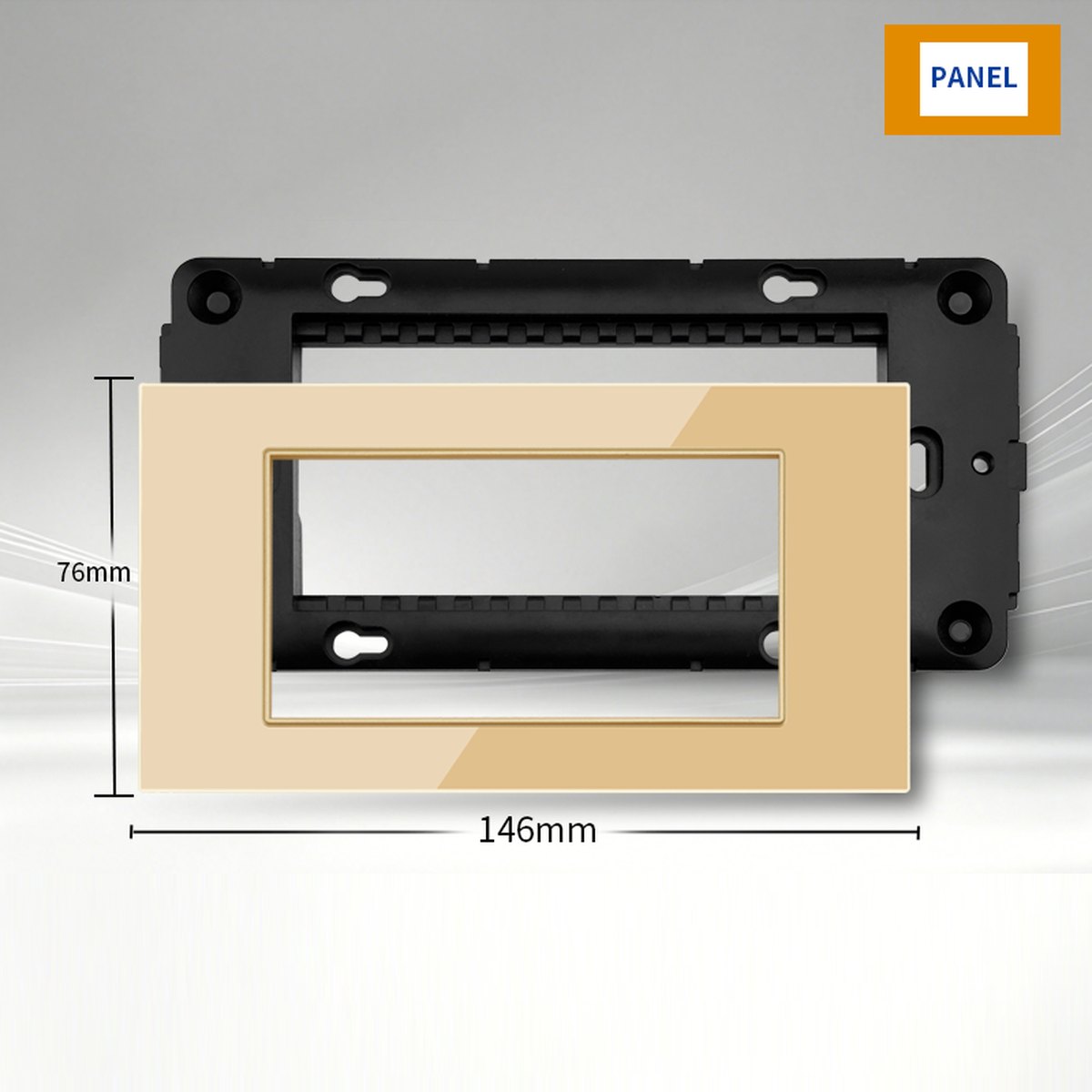 Ramă sticlă securizată aurie 4 module – 145 × 76 mm, seria SC78