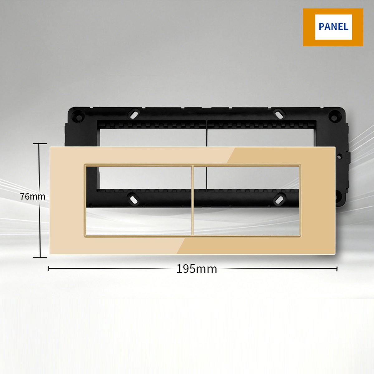 Ramă sticlă securizată aurie 6 module – 195 × 76 mm, seria SC78