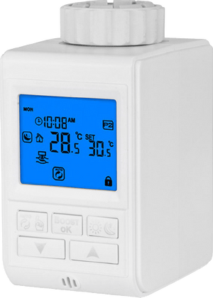 Robinet termostat smart WiFi pentru radiatoare, conectivitate prin hub Zigbee cu aplicatie Tuya, compatibilitate Amazon Alexa sau Google Home