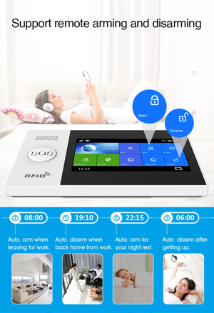 Sistem de Alarmă Inteligent 4G/GSM + Wi-Fi Tuya cu Ecran Tactil și Tag-uri RFID