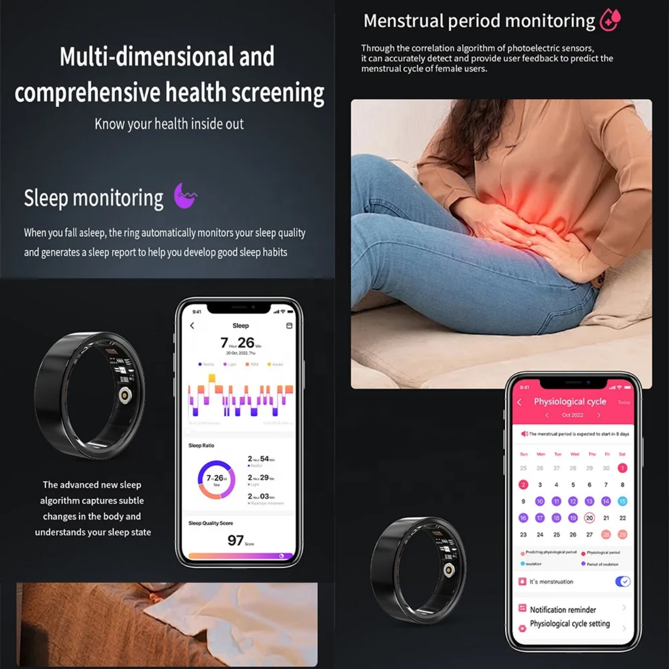 Inel Inteligent Smart Ring V1 - Monitorizare Activități, Rezistent la Apă și Praf IP68