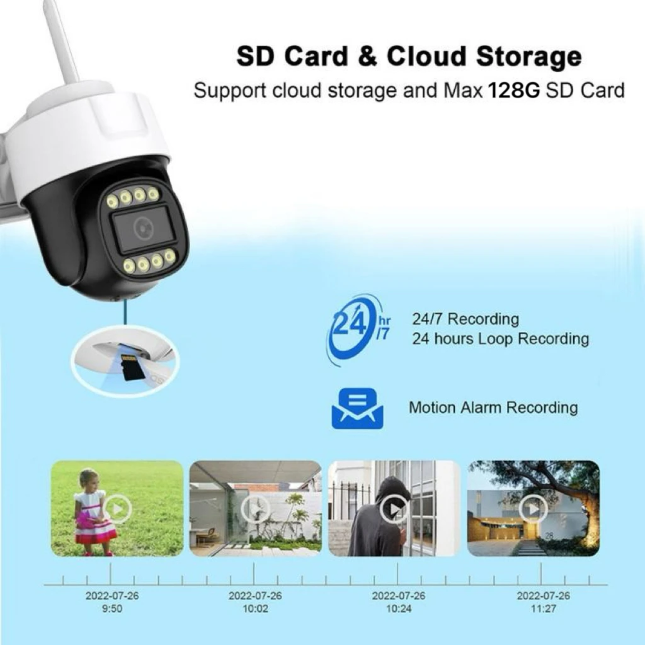 Cameră Supraveghere WiFi 5MP Exterior IP66 PTZ – Model NST-IPT7245-WF, Viziune Nocturnă Color, Audio 2 Way, Tuya Smart