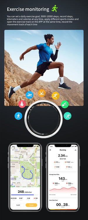 Inel Inteligent Smart Ring V1 - Monitorizare Activități, Rezistent la Apă și Praf IP68