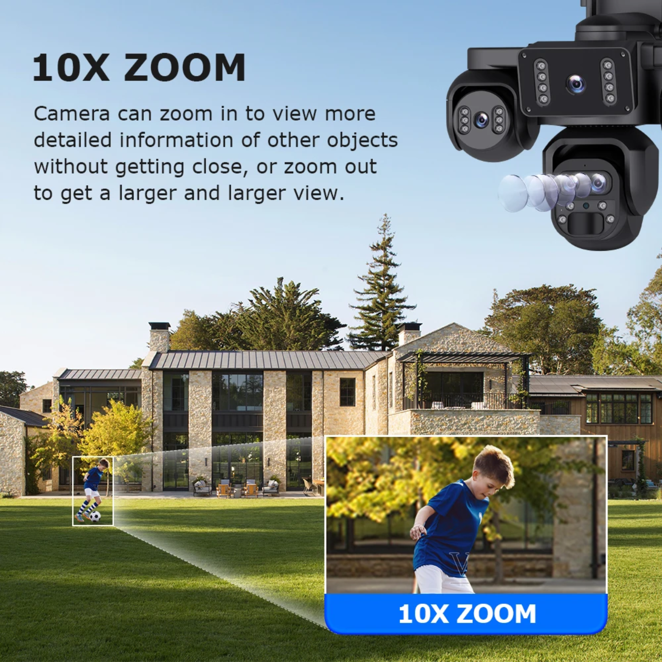 Obiective 20MP – AOV Înregistrare Continuă 24/7, Zoom 10X, PTZ, Detecție Umană | K-325-AOV-5L
