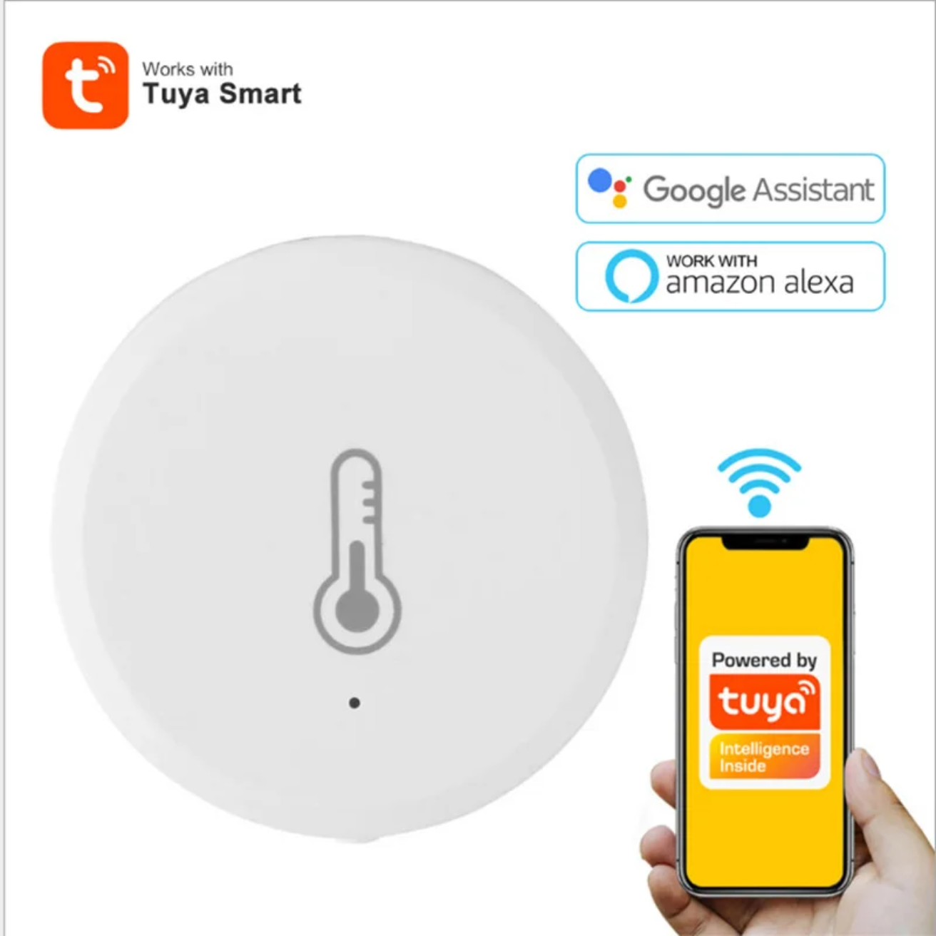 Senzor Inteligent Temperatură și Umiditate ZigBee Tuya – Compatibil Google Assistant & Alexa, Integrare Smart Home