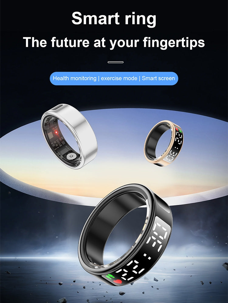 Inel Inteligent - Smart Ring R08- Puls, Monitorizare somn, Saturație, Pași, Display,  Rezistent la apa si praf IP68
