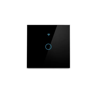 Intrerupator smart, WiFi+RF433, cu touch, cu nul, 1 canal, compatibil TuyaSmart, SmartLife, SmartThings, Google Home, Amazon Alexa, Culoare neagra, panou frontal din sticla