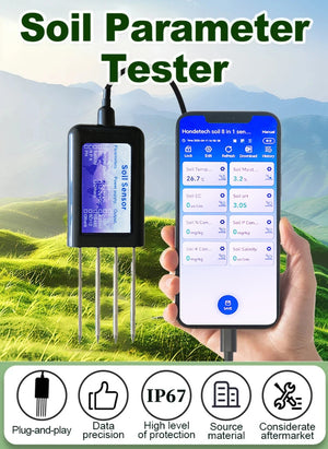 Senzor USB 8-în-1 pentru Parametrii Solului – Profesional, cu Afișare pe Telefon