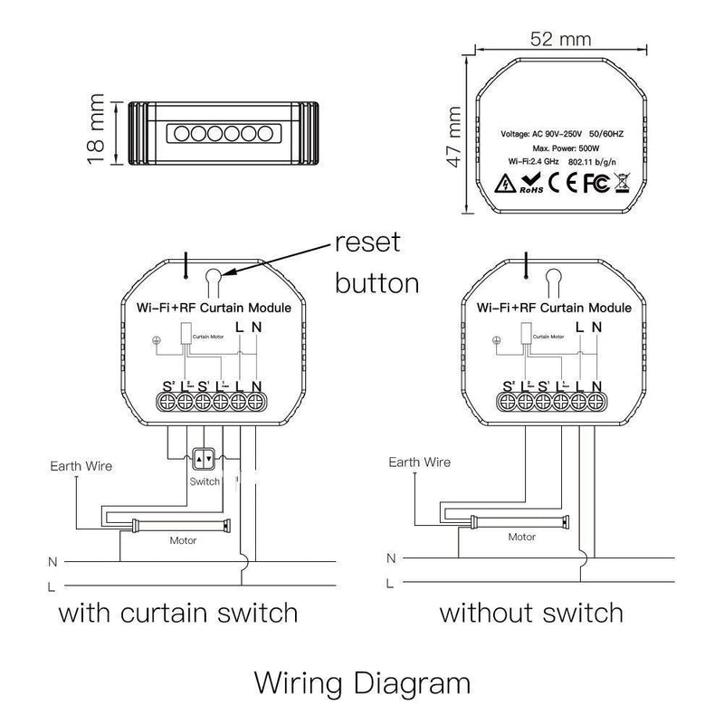 Comutator/Releu WIFI draperii MS-108WR