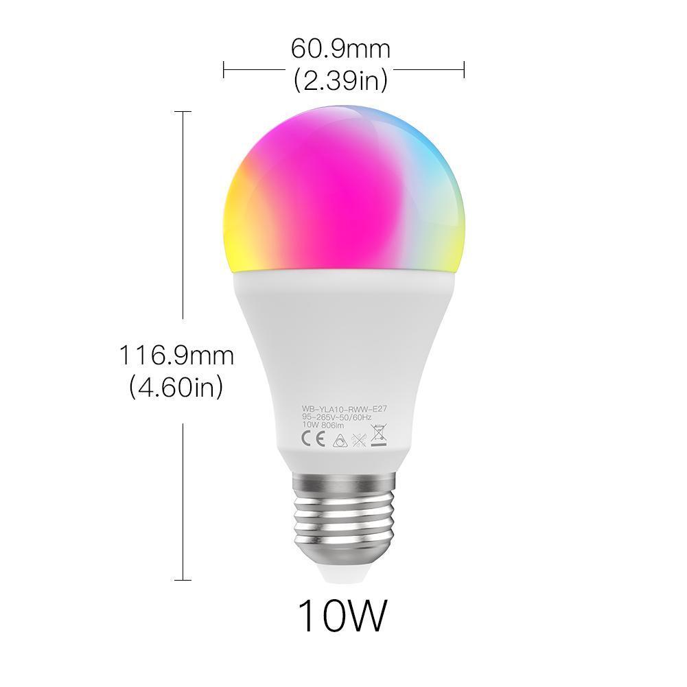 Bec LED smart 10W E27 compatibil cu Google Home si Amazon Alexa RGB+CCT