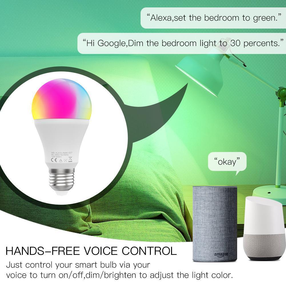 Bec LED smart 10W E27 compatibil cu Google Home si Amazon Alexa RGB+CCT