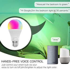 Bec LED smart 10W E27 compatibil cu Google Home si Amazon Alexa RGB+CCT