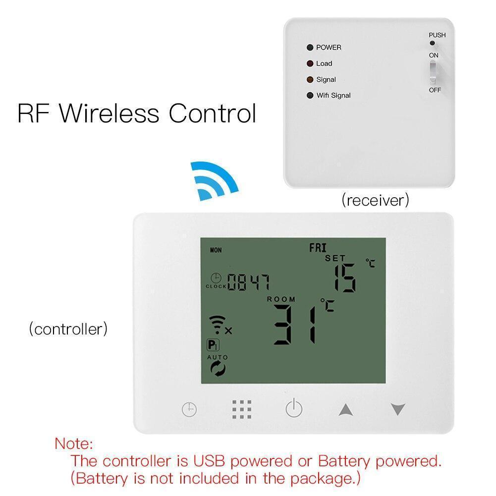 Termostat alb smart+RF pentru centrale termice gaz controlat prin RF si Internet compatibil Alexa si Google Home