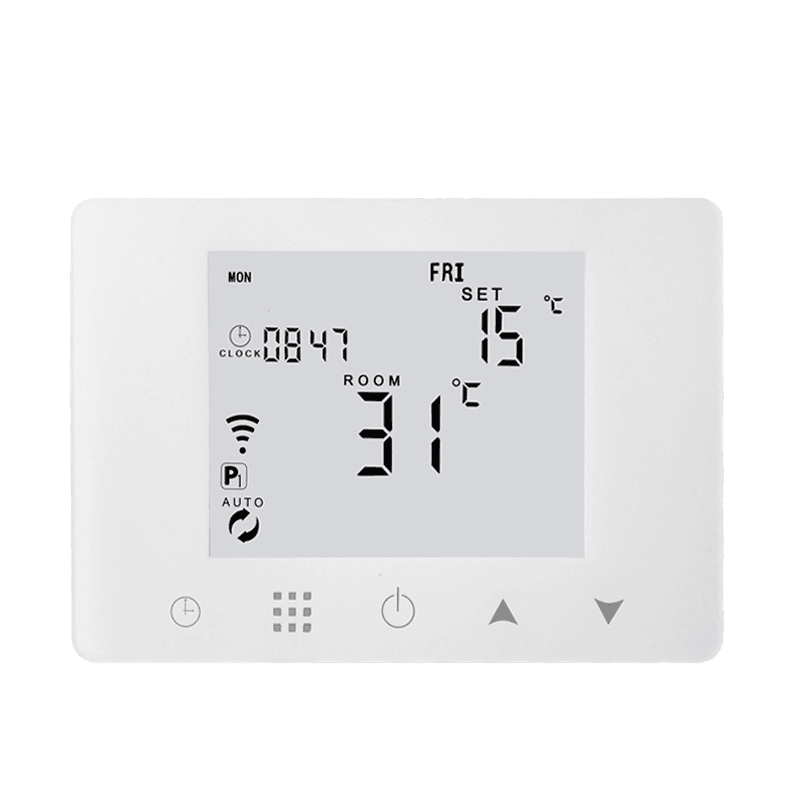 Termostat alb smart+RF pentru centrale termice gaz controlat prin RF si Internet compatibil Alexa si Google Home