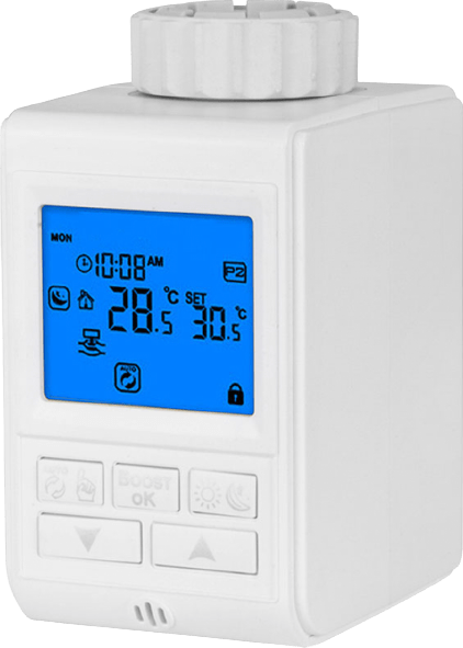 Robinet termostat smart WiFi pentru radiatoare, conectivitate prin hub Zigbee cu aplicatie Tuya, compatibilitate Amazon Alexa sau Google Home